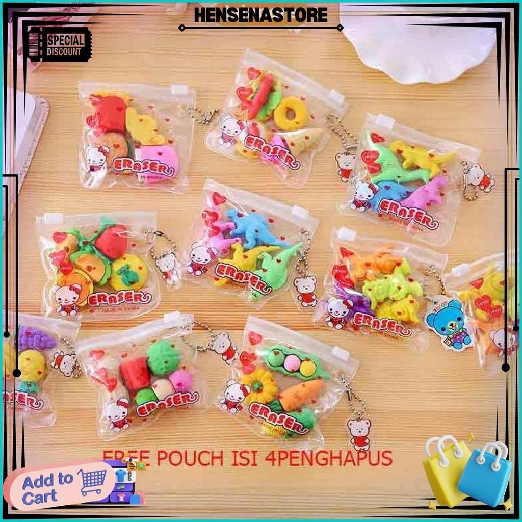

Jr - 1Set 4Pcs- Penghapus Pensil Anak Buah Sayuran Animal Lucu / Penghapus Buah / Penghapus Karakter Sale
