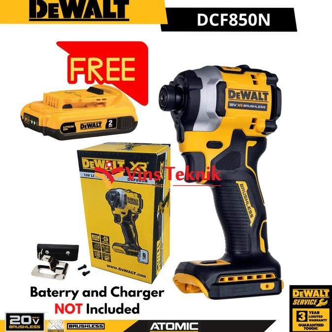 Brushless Impact Driver Bor Obeng Cordless Dcf850 Dewalt Dcf850N