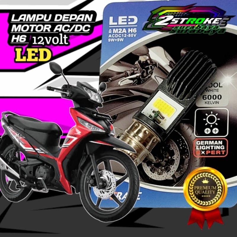 Lampu Depan Motor HONDA SUPRA X 125 FI LED Putih Terang H6/ T19 Ac/Dc 12Volt Pengganti Dop/Bohlam