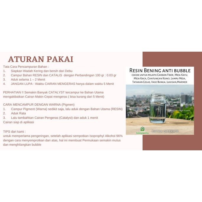 Resin Bening 1Kg + Katalis 20 Gr, Cairan Pelapis Bening Seperti Kaca