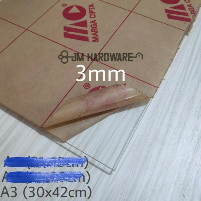Acrylic Bening 3Mm A3 Mika Akrilik Lembaran