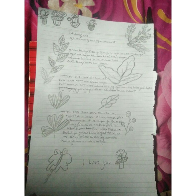 

surat ada gambar kertas tulis sendiri