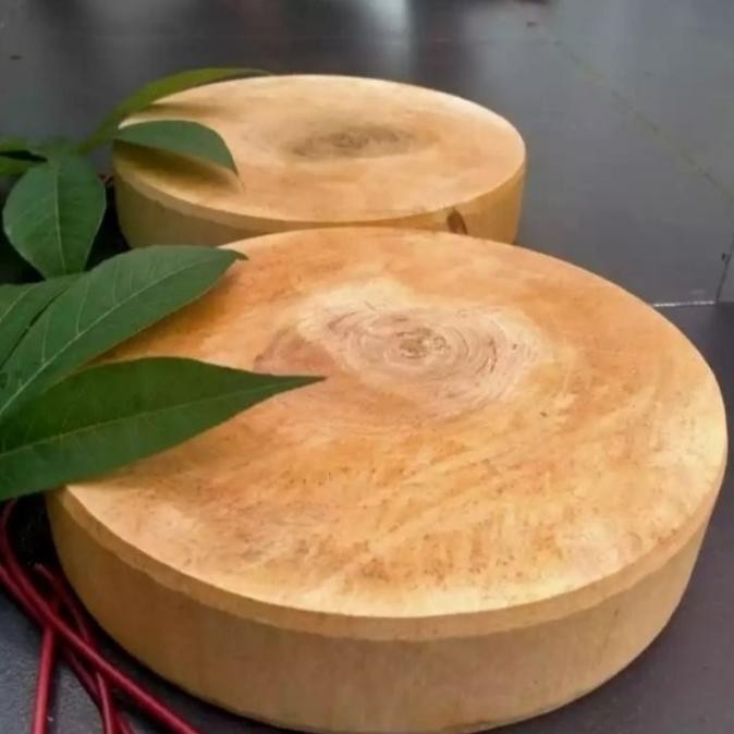 Talenan Daging Kayu Diameter 50Cm - Talenan Kayu Bulat - Alat Dapur -