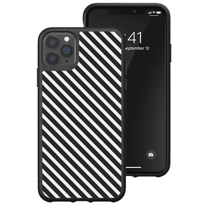 Hybrid Case iPhone 15 14 13 12 11 Pro Max Plus Mini XR Stripe Black White FORL0118