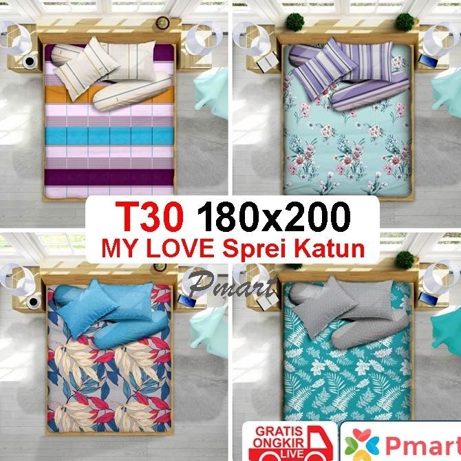 At43 Sprei My Love 180X200 Tinggi 30 / Sprei My Love King Tinggi 30 / Sprei Katun 180X200X30 My Love