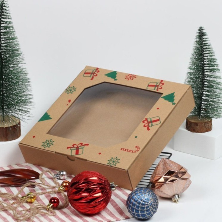 

Kardus Die Cut Cake Box Kotak Kue Coklat Natal 2 size 25.5 x 25 x 5 cm harga per 10pcs kotak dus unggul box packaging