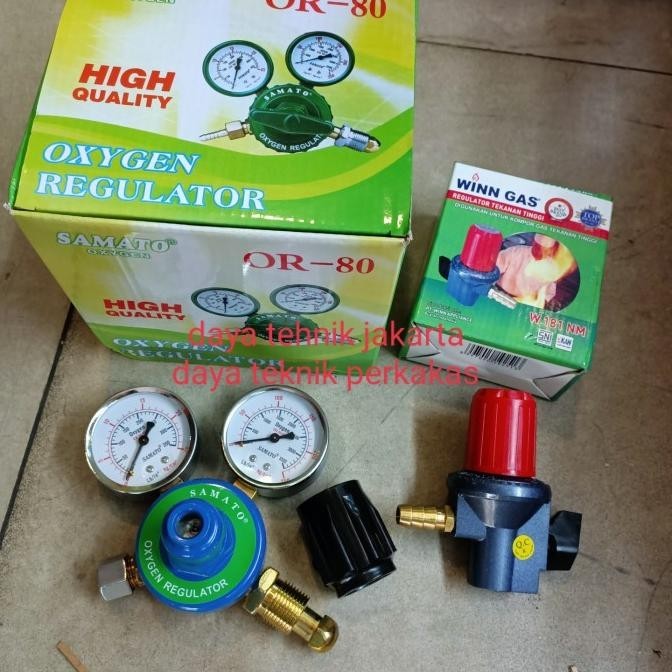 [Bayar Di Tempat] Regulato Oksigen Dan Lpg Winn Gas 2Pcs - 1 Set Regulator Las Potong
