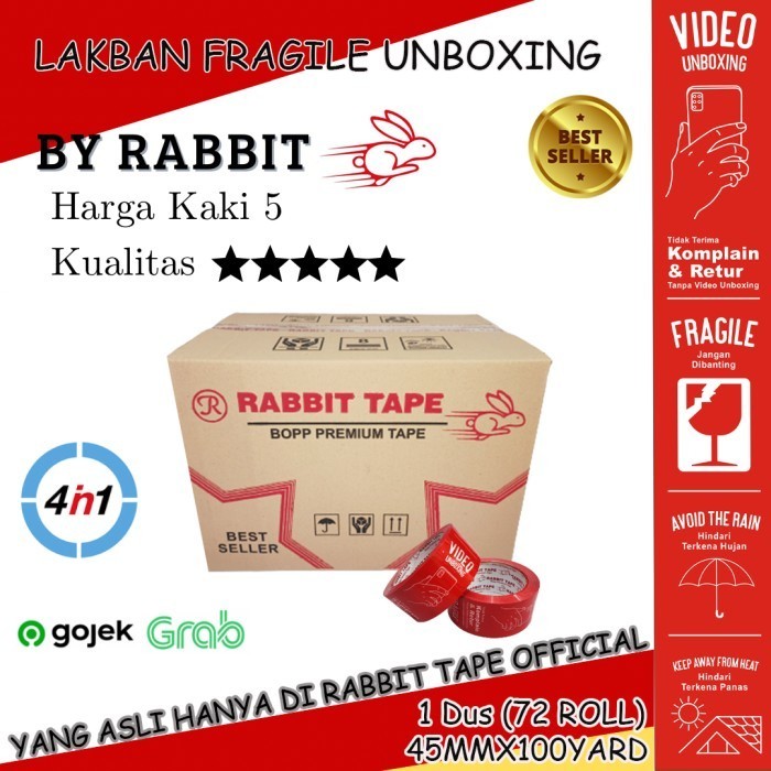 

Lakban Fragile Unboxing [Khusus Gojek] Rabbit Tape 2 Inch X 100 Yard
