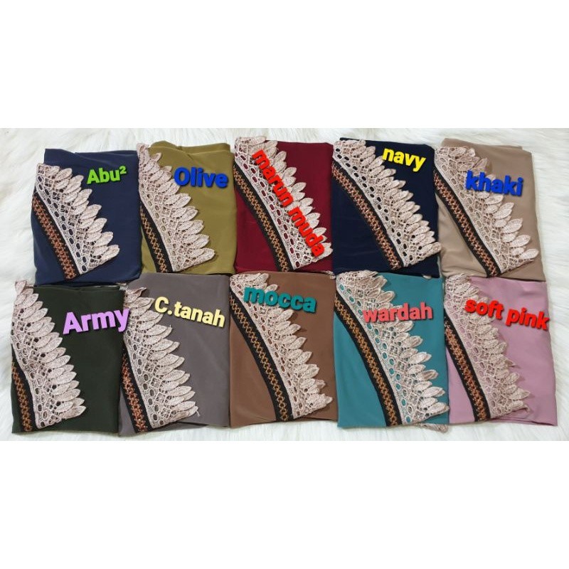 Hijab Jersey Izza Bergo Instan Renda Zig-Zag Ped Polos