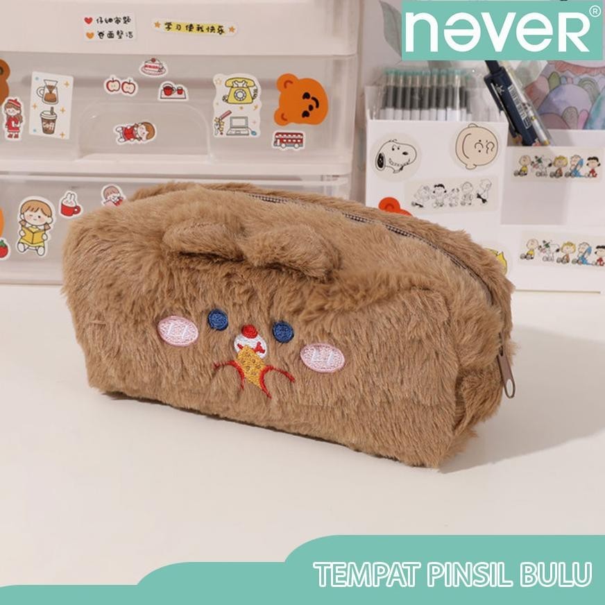 

He13 Never Official- Tempat pensil bulu soft cute/ Tas pensil kosmetik/ Pouch makeup kecil Berkualitas