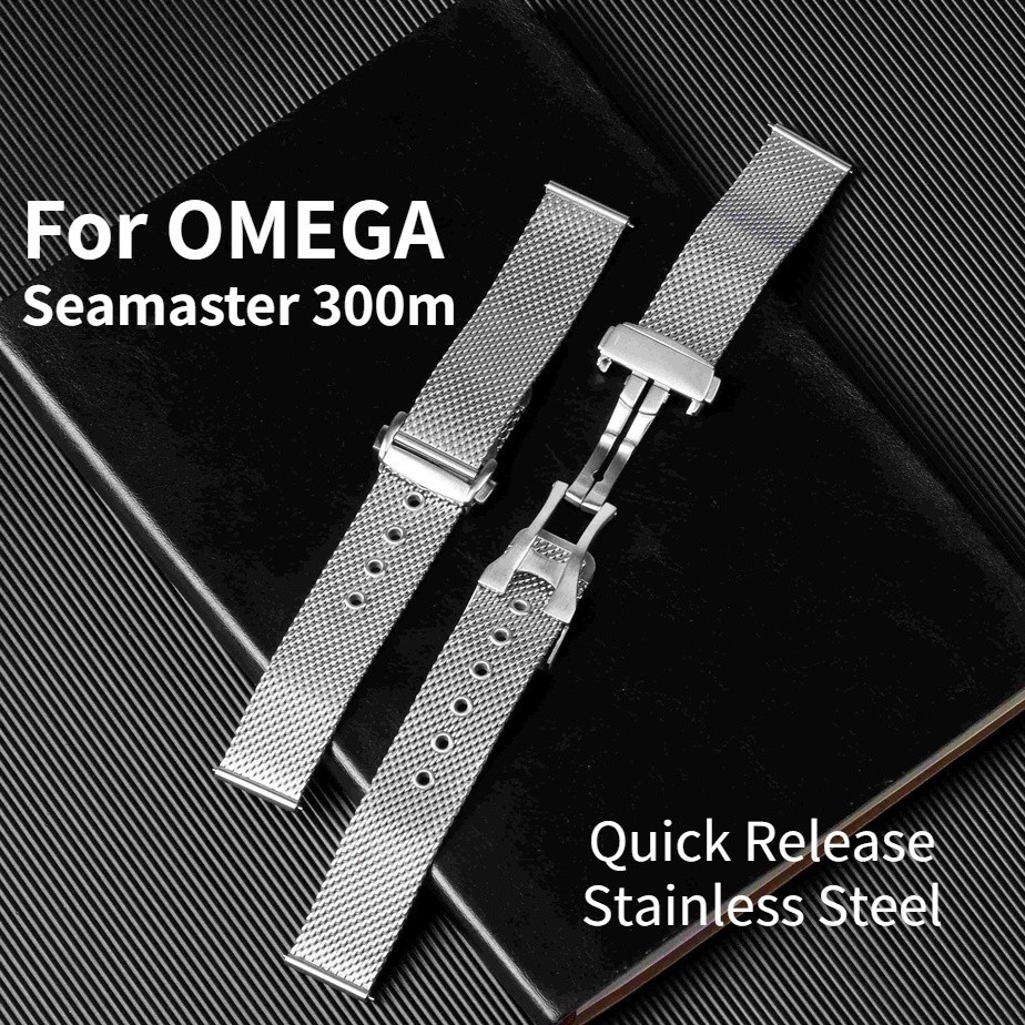 Tali Logam Premium untuk OMEGA Seamaster 300 Gelang Jam Lepas Cepat 007 Tali Jam Tangan Baja Tahan K