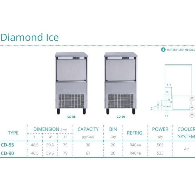[Promo] Diamond Ice / Mesin Pembuat Es Batu Kristal Gea Tipe Cd-55