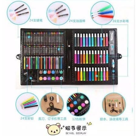 

er-23 Crayon Anak Set 150 pcs Set Spidol Alat Menggambar Mewarnai Pensil Art Berkualitas