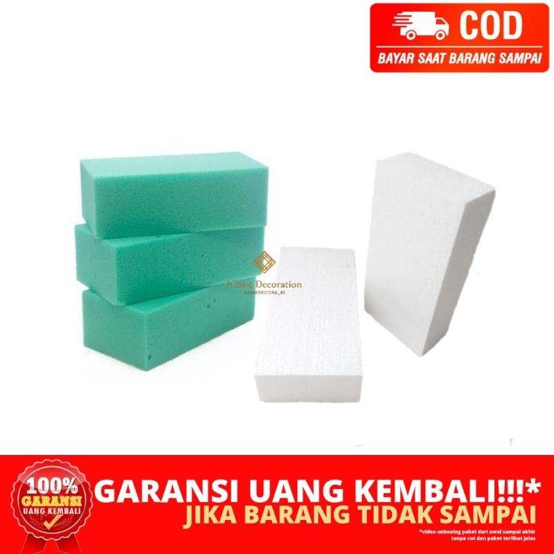 (HOMEDECORA_ID BERGARANSI FOAM BUSA BUNGA KERING HIJAU STEROFOAM PUTIH PERLENGKAPAN DIY ACARA TEMA T