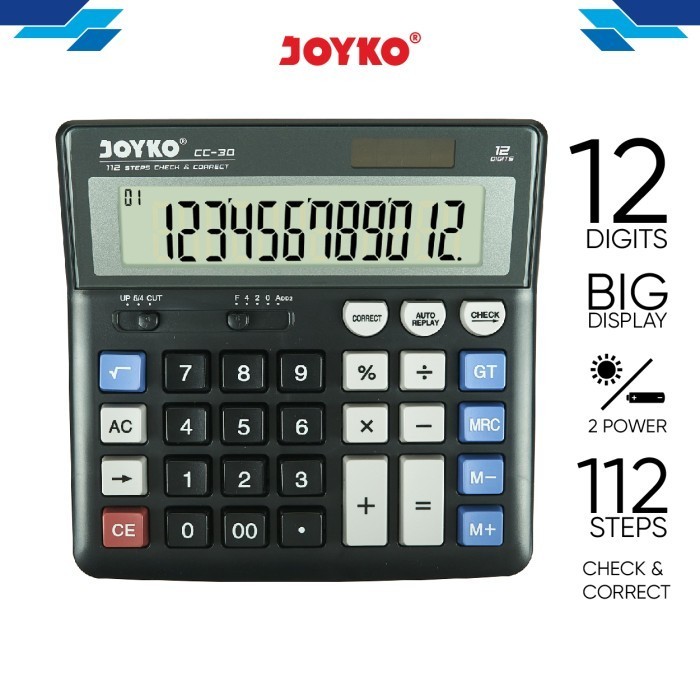 

Ready Calculator / Kalkulator Joyko CC-30 / 12 Digits / Check Correct