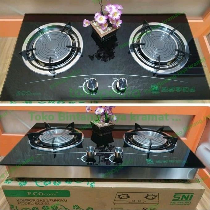 [New] Kompor Gas Kaca Tanam 2 Tungku Eco Cook Bara Type Ec2-02