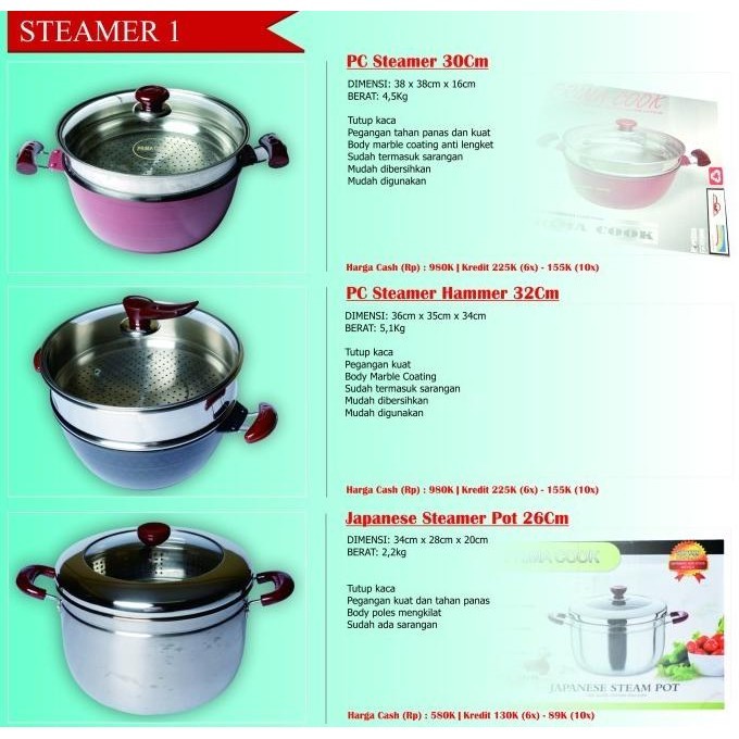 [Ready Stock] Promo Prima Cook - Steamer 30 Cm - Marble Coating Plus Sarangan