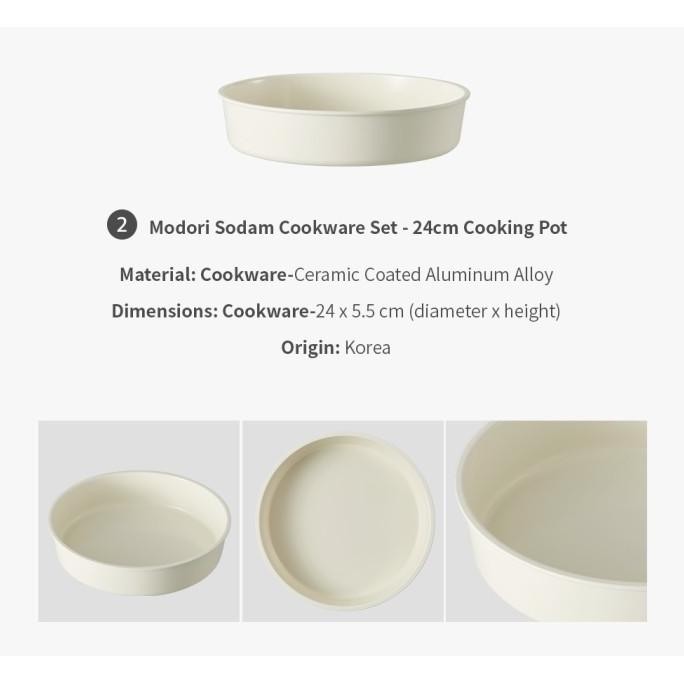 [Promo] Modori Sodam Cookware Set Panci Korea Putih Modori