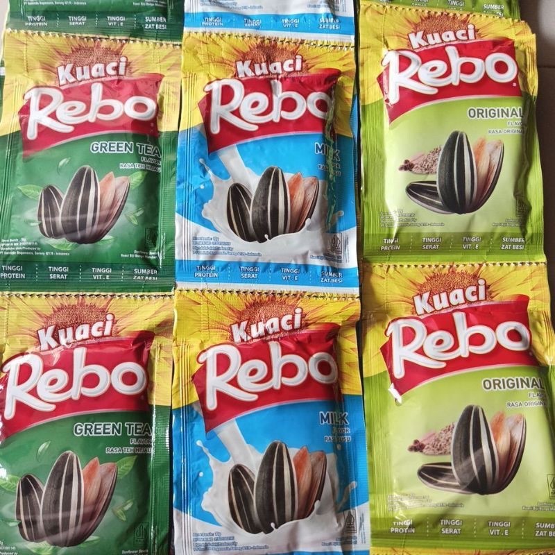 

Kuaci Rebo rencengan isi 10 Original / Salted Caramel / Milk / Green Tea (10 gr)