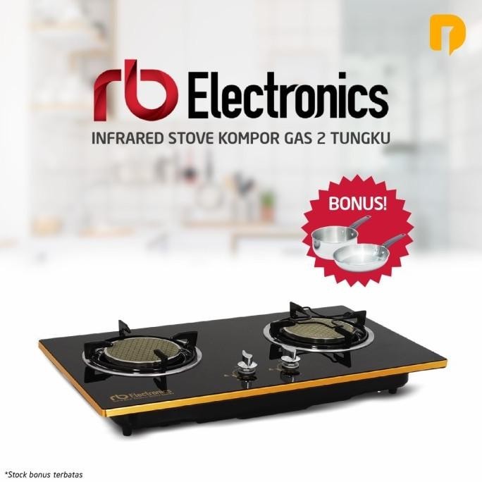 [Baru] Kompor Tanam Gas 2 Tungku Infrared Rb Elektronik