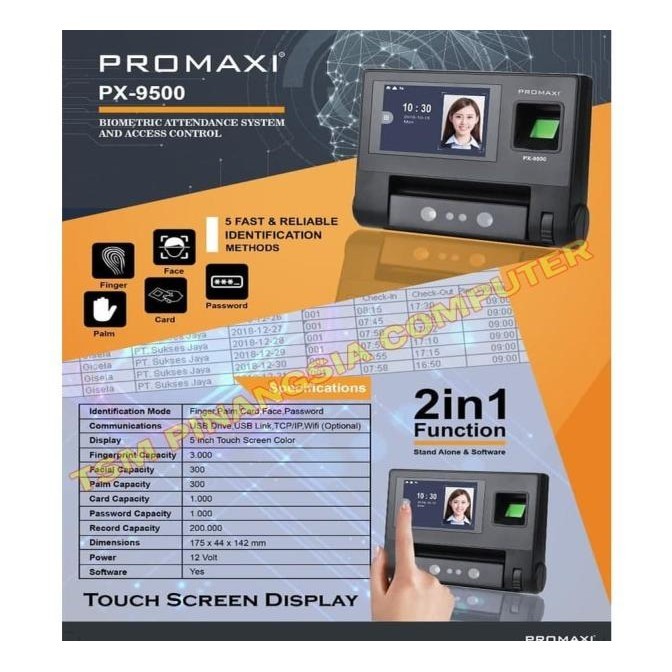 [New] Promaxi Px-9500 Absensi Finger Print Dan Wajah