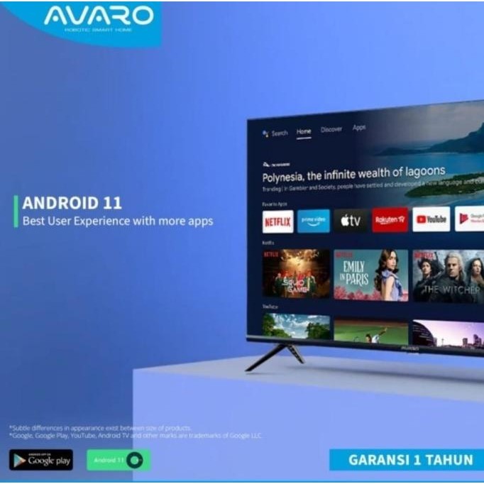 [Best Quality] Avaro 43 Inch Smart Led Tv Fhd Android 11