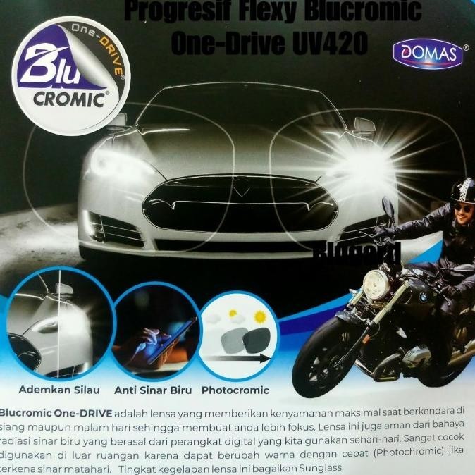 [Baru] Lensa Kacamata Progresif Domas Flexi Blucromic One-Drive Uv420 Blugard