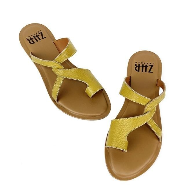 Sandal Kulit Wanita Zhr Model Jempol Baru Bahan Kulit Sapi Asli Garut