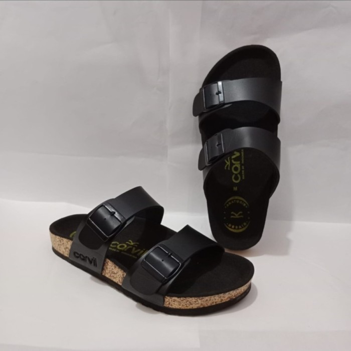 Sandal Slide Carvil Pria , Sandal Pria Selop Slipon, Sandal Kulit Pria