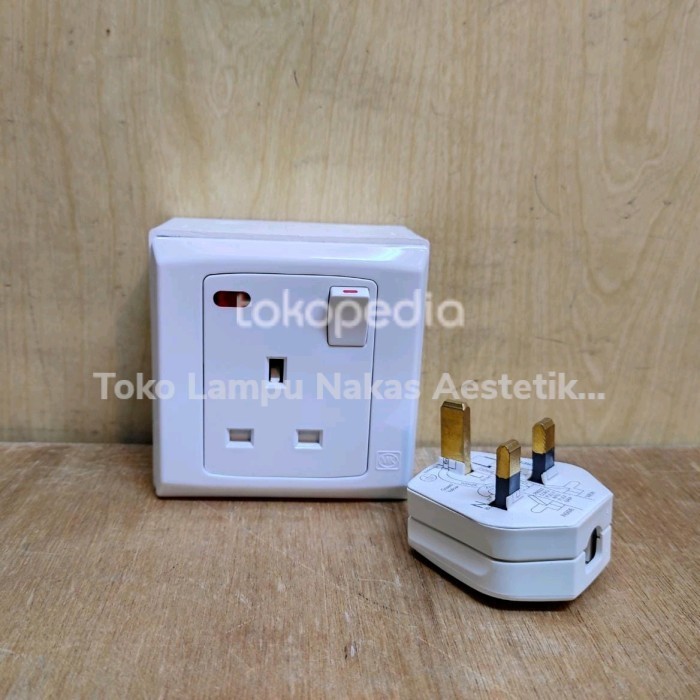 MK STOP KONTAK AC S2657 WHI + STEKER KAKI 3 + OUTBOW DUS