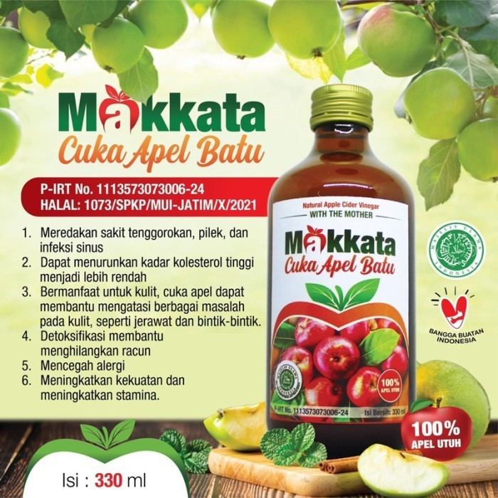 

Cuka Apel Makkata Asli Batu Malang Natural Apple Cider Vinegar 330ml K02