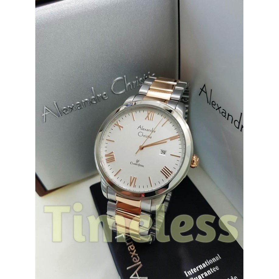 [Baru] Jam Tangan Pria Alexandre Christie Ac 8567 Md Silver Rosegold