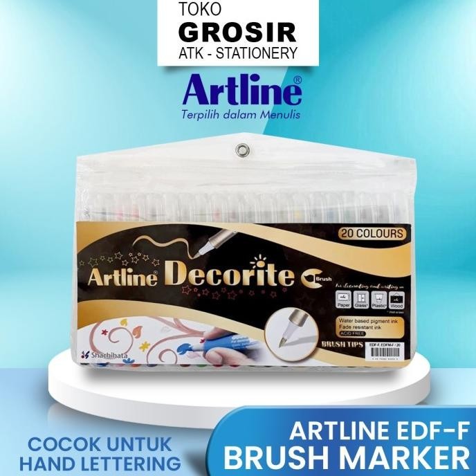 

GROSIR Spidol Brush Lettering Artline Decorite SET 20 WARNA EDF-F/20