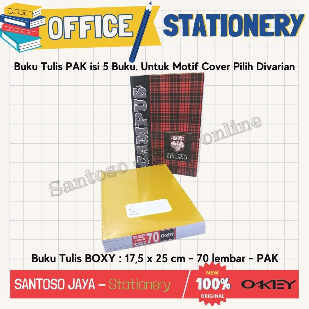 

Diskon Buku Tulis Boxy Okey By Kiky 70 Lembar B5 17.5X25 Cm Pak - 5 Buku - Imperial Campus Sale