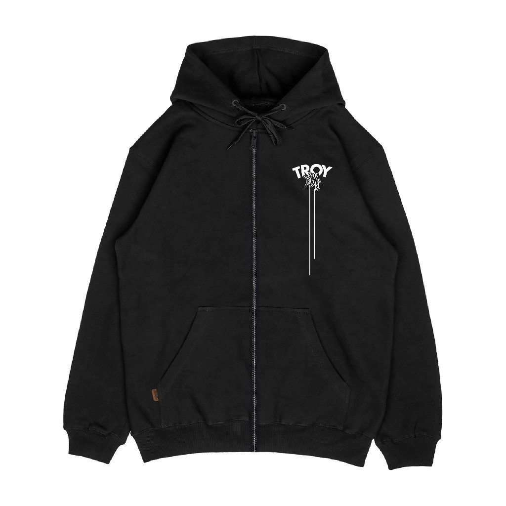 Troy Company Zipper Hoodie Hitam Parallel Lines ZH 2549