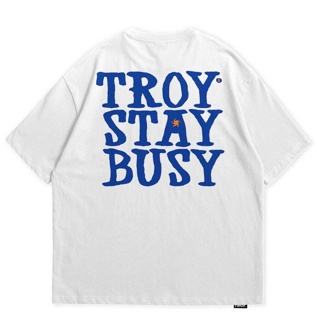 Troy Company Oversize Tshirt White Tre Righe - Kaos Oversize Putih Lengan Pendek OVD 2558