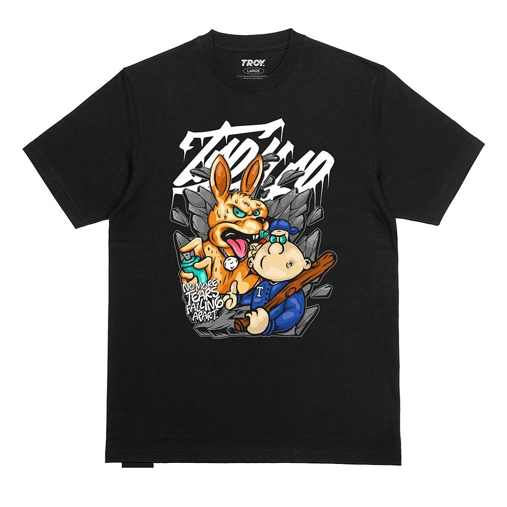 Troy Company Tshirt Black Bunny And Bandit - Kaos Pria Lengan Pendek Hitam MT 2410
