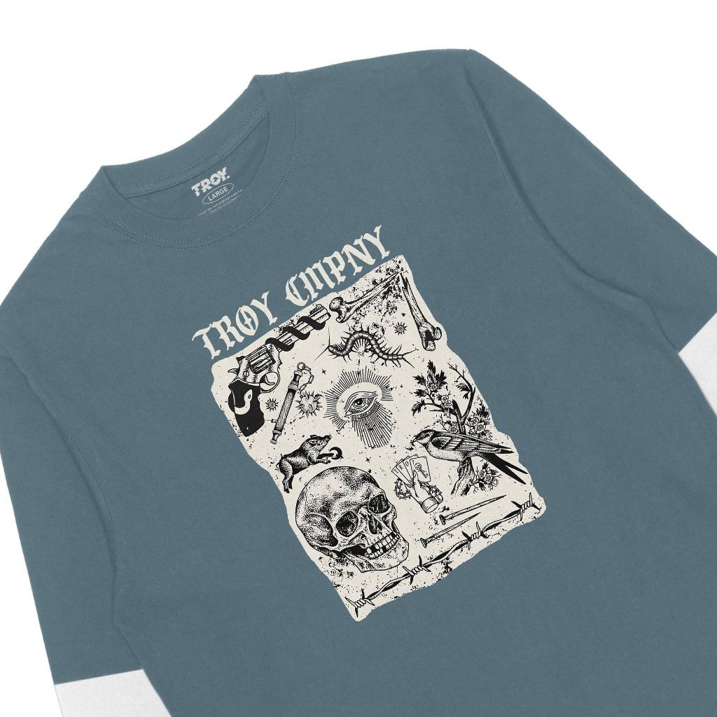 Troy Company Double Layer Longsleeve T-shirt Mineral Blue Occultism DS 2490