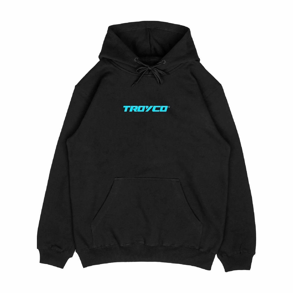 Troy Company Pullover Hoodie Black Cyan Neue - Jaket Hoodie Hitam KH 2458