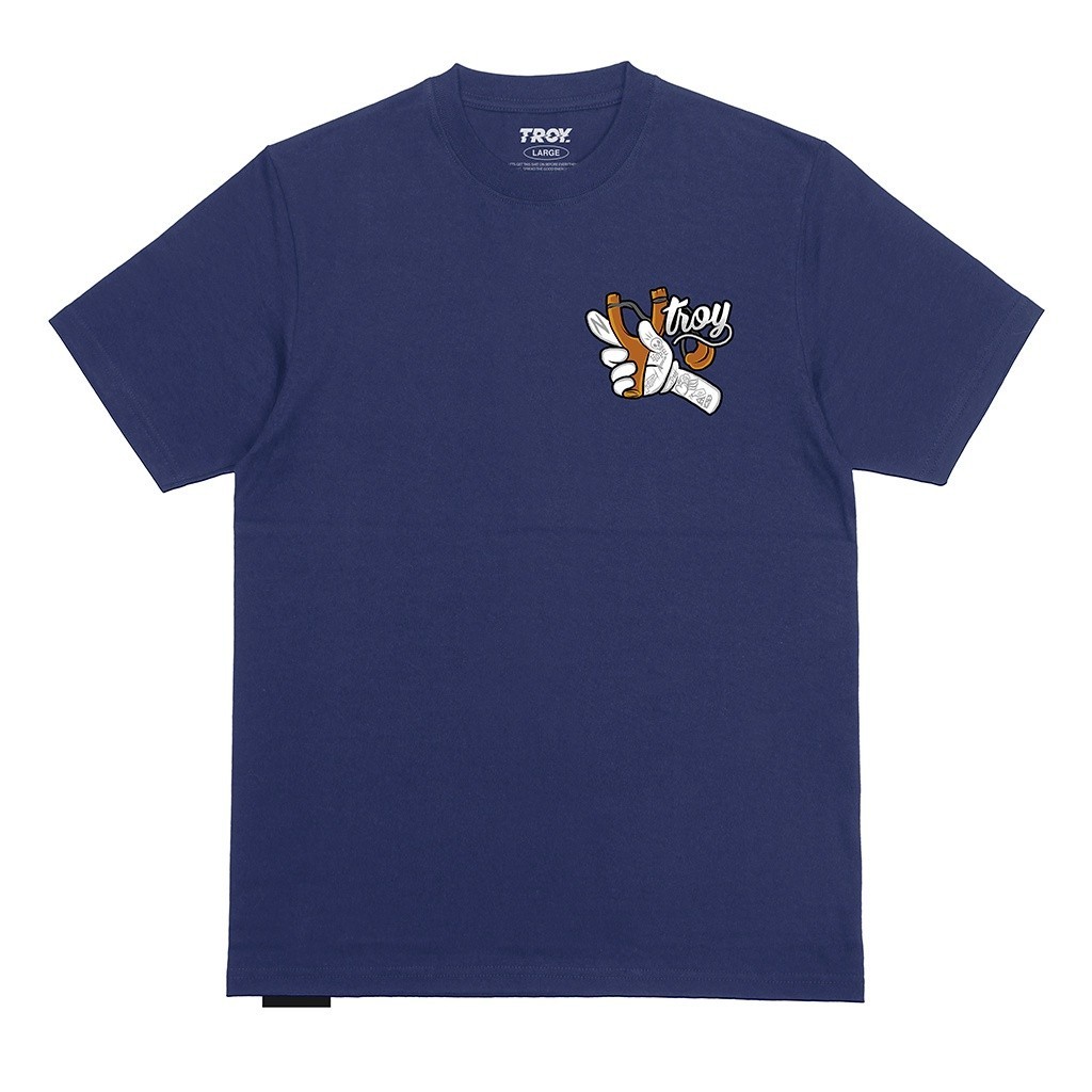 Troy Company T-shirt Blue Navy Ketapel Slingshot - Kaos Lengan Pendek Kaos Biru Navy MTD 2331