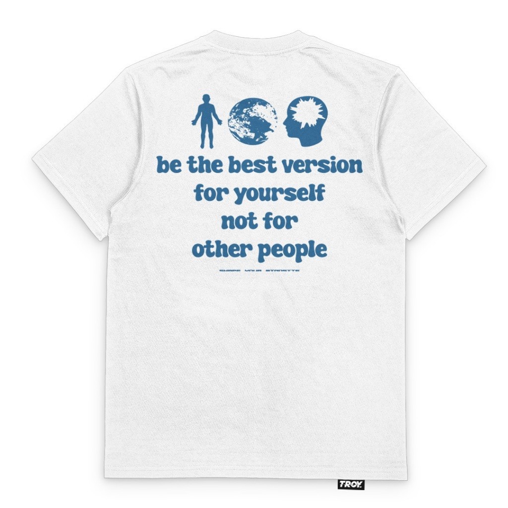 Troy Company Tshirt White Be Yourself - Kaos Lengan Pendek Kaos Putih MTD 2423