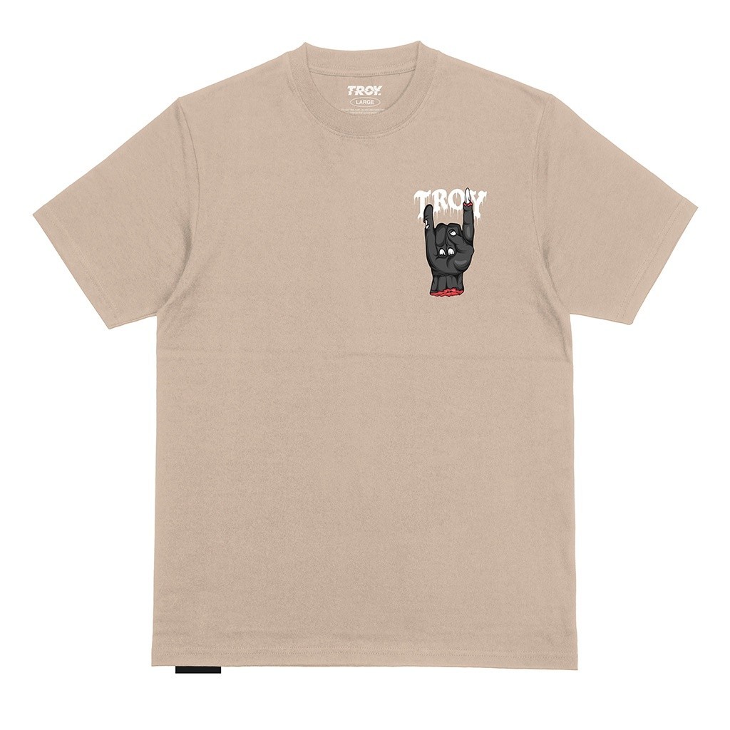 Troy Company Tshirt Brown Latte Zombie Hand Metal - Kaos Lengan Pendek Kaos Coklat Latte MTD 2356