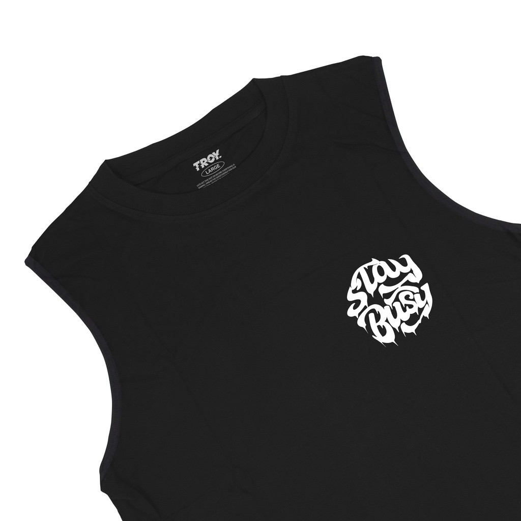 Troy Company Tshirt Singlet Black Stay Busy Round - Kaos Pria Tanpa Lengan Hitam TS 2225