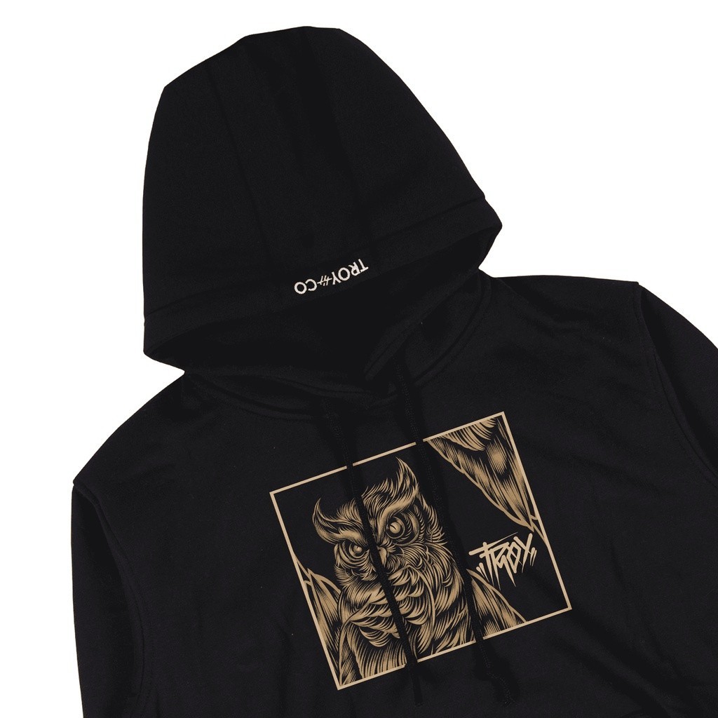 Troy Company Pullover Hoodie Black Midnight Perch - Jaket Hoodie Hitam KH 2399