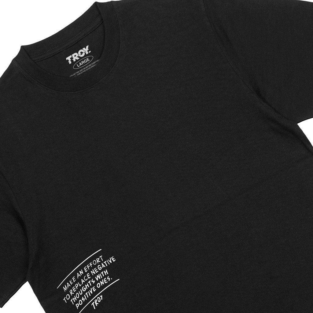 Troy Company T-Shirt Kaos Hitam Quotes Series Think Positively MT 2280