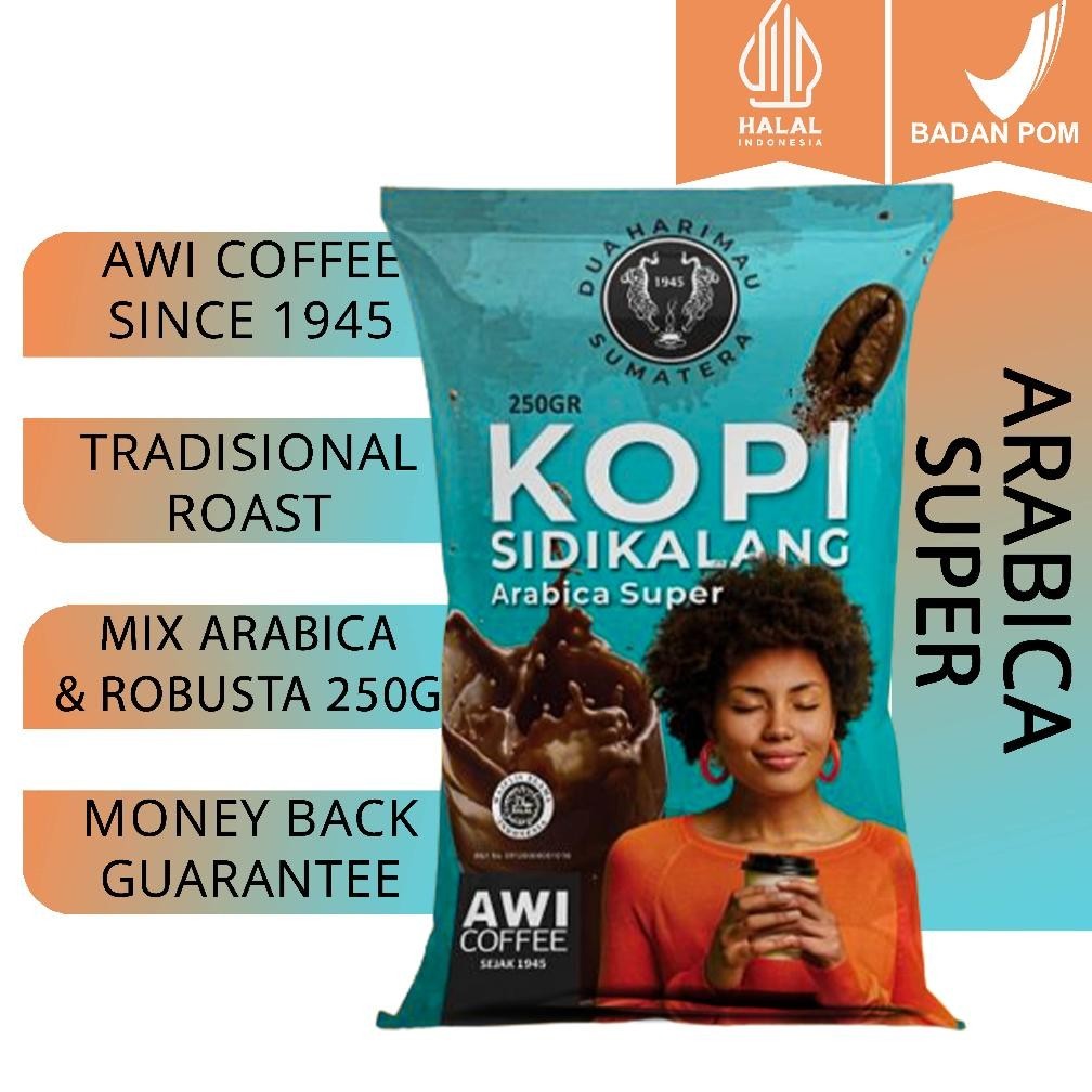 

Cuci Gudang Awi Kopi Sidikalang Arabica Super 250Gr Bubuk | Coffee | Powder | Kopi Tradisional Medan Termurah