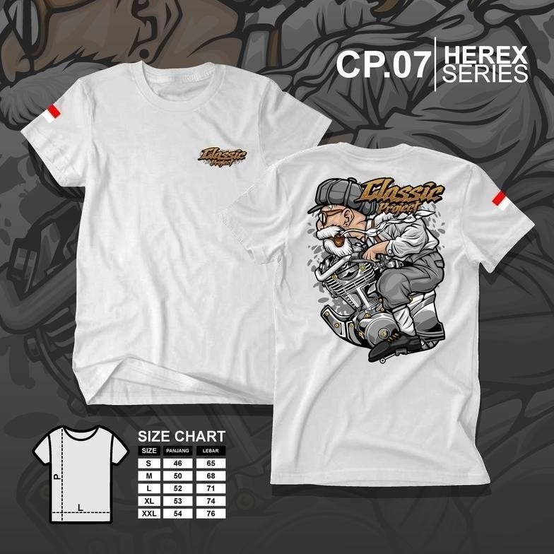 Kaos Racing Mesin Herex T-Shirt Herex Style Motor Cb Gl Mp Tiger Cp.07 Baju Anak Dewasa Pria Wanita