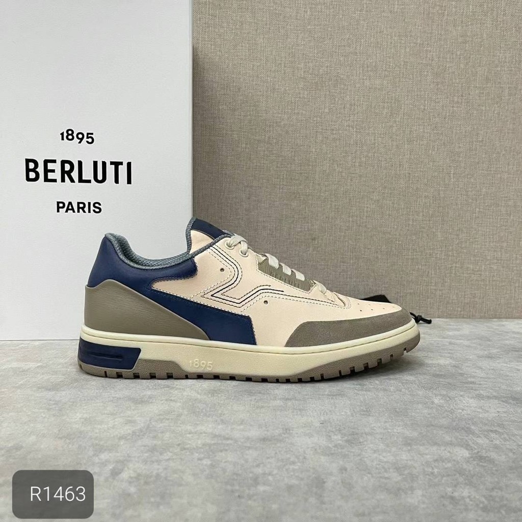 sepatu kets kulit sneaker cowok terbaru branded berluti putih shoes sport running men's ditro high q