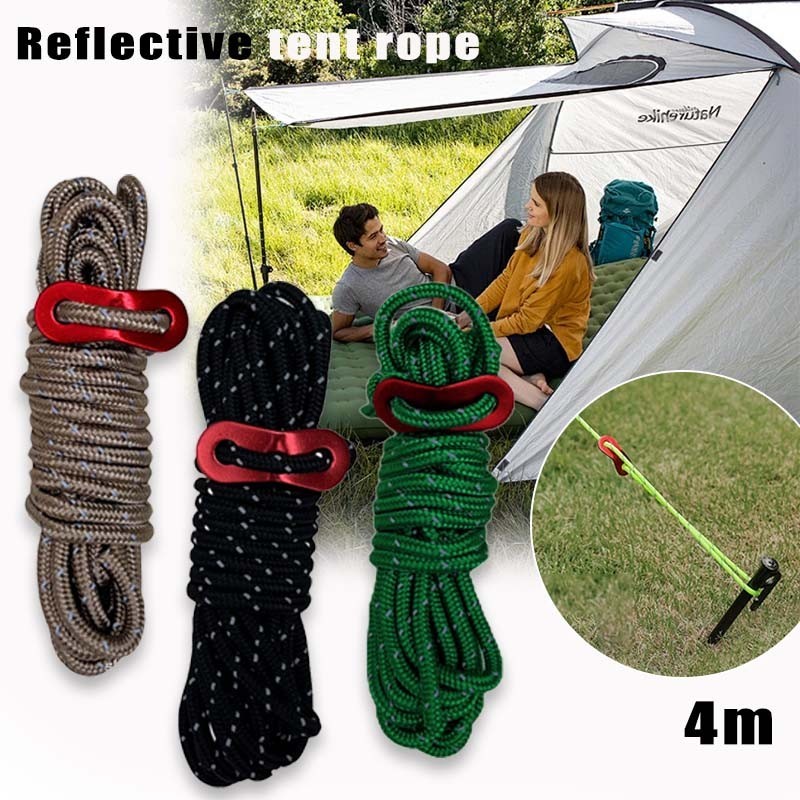 4M Tali Tenda Berkemah Reflektif Tali Paracord Camping Luminous Nightglow Tali Serut Tebal Tahan Ang