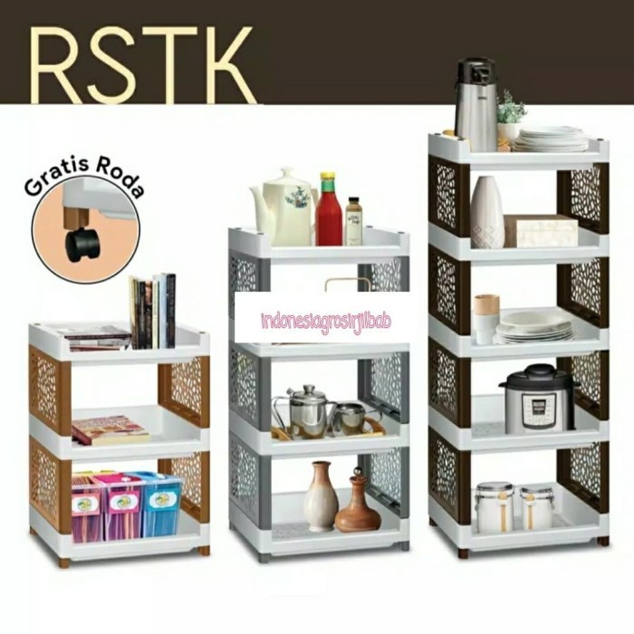 Rak Serbaguna Susun 5 Rak Buku / Rak Plastik Besar 5 Susun Gratis Roda